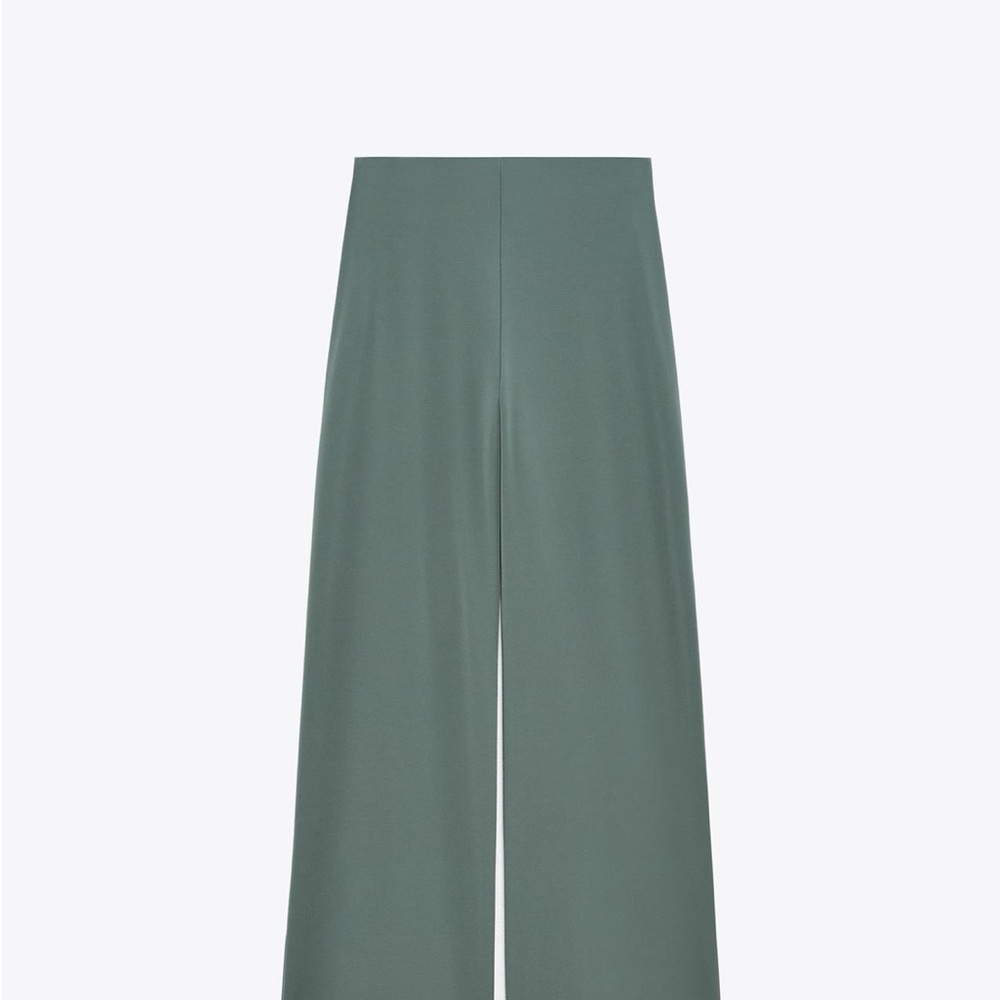 Zara Sage Green Wide-Leg Trousers